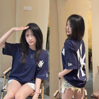 Áo Phông MLB xanh than Logo thêu xù ngực NEW 2025 chữ NY TO in sau lưng chất liệu cototn 2 chiều siêu hot hit Form rộng