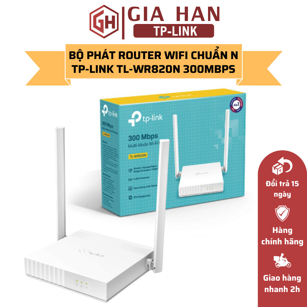 Bộ Phát Wifi TP-Link TL-WR820N Chuẩn N 300Mbps Bảo Vệ Mạng Gia Đình Tối Đa - Hàng Chính Hãng