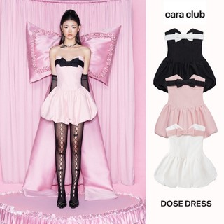 CARA Đầm ngắn cúp ngực đính nơ nữ Dose dáng bí chiết eo trendy