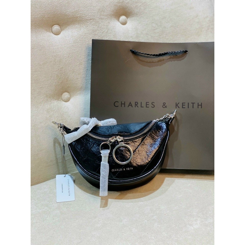 túi bao tử đen khóa bạc ck2-80150844 HÀNG CÓ SẴN