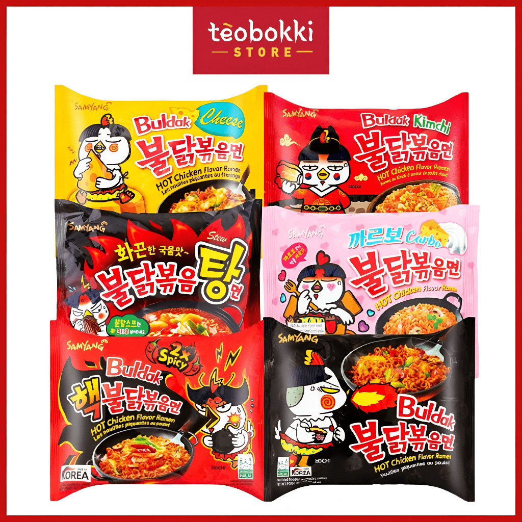 Mì gà cay Samyang - Mì tương đen chacharoni - Mì cay khô Hàn Quốc nhiều vị gói 130g, 145g