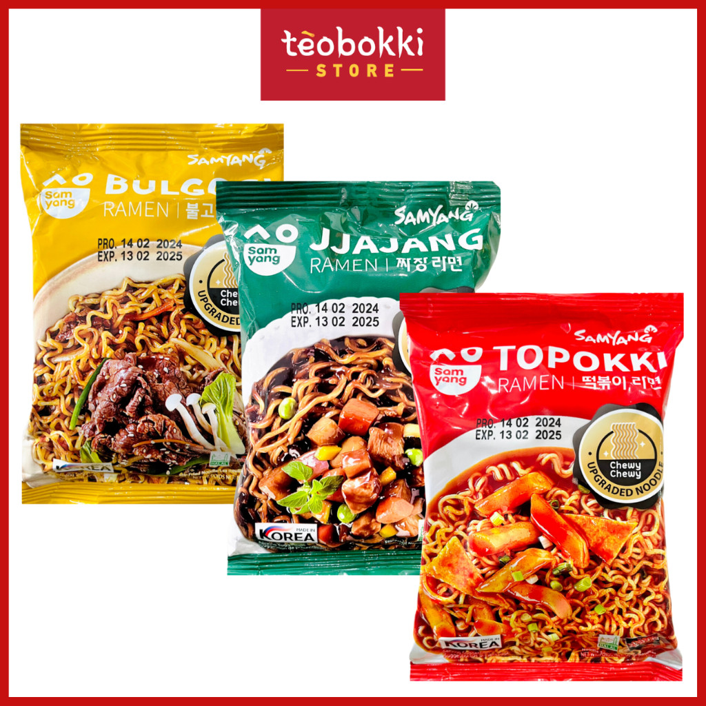 Mì ramen Samyang gói 80g nhiều vị (bulgogi, topokki, tương đen jjajang)