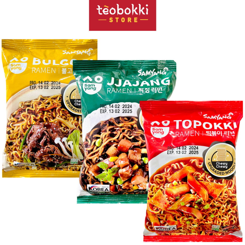 Mì ramen Samyang gói 80g nhiều vị (bulgogi, topokki, tương đen jjajang)
