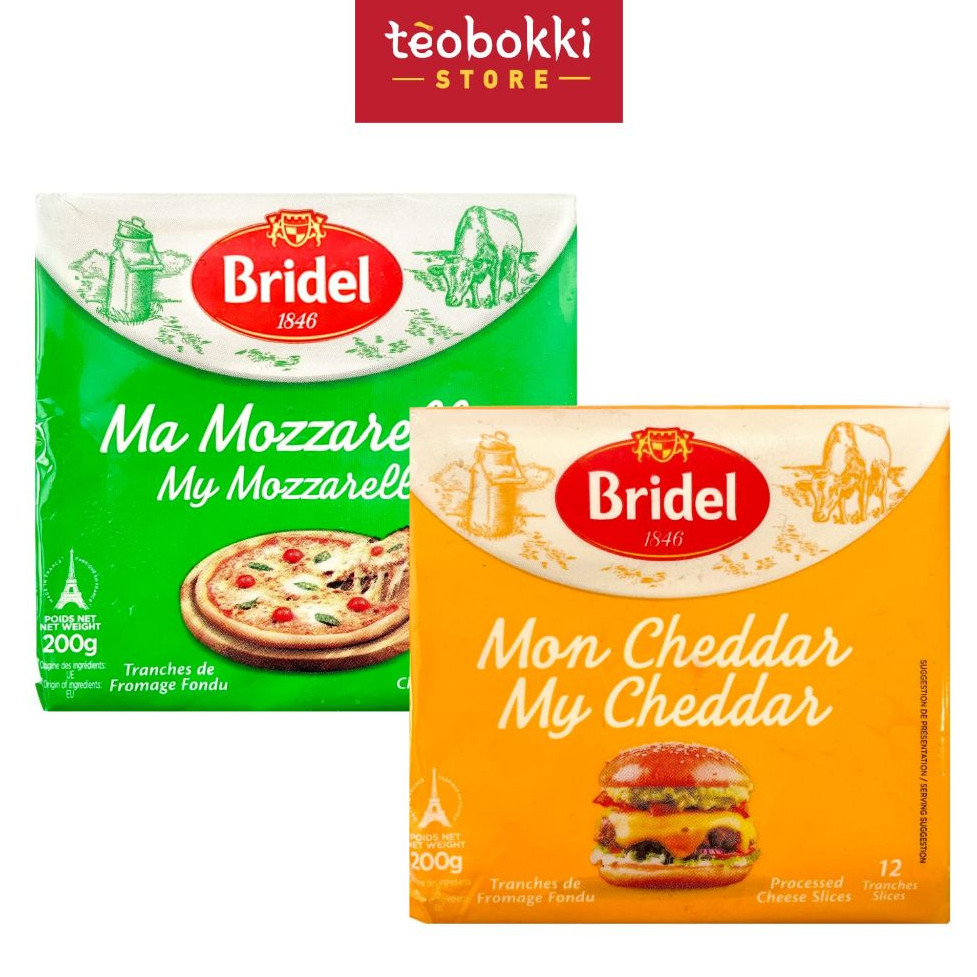 [SHIP HCM] Phô mai lát cheddar - Phô mai lát mozzarella Bridel 200g