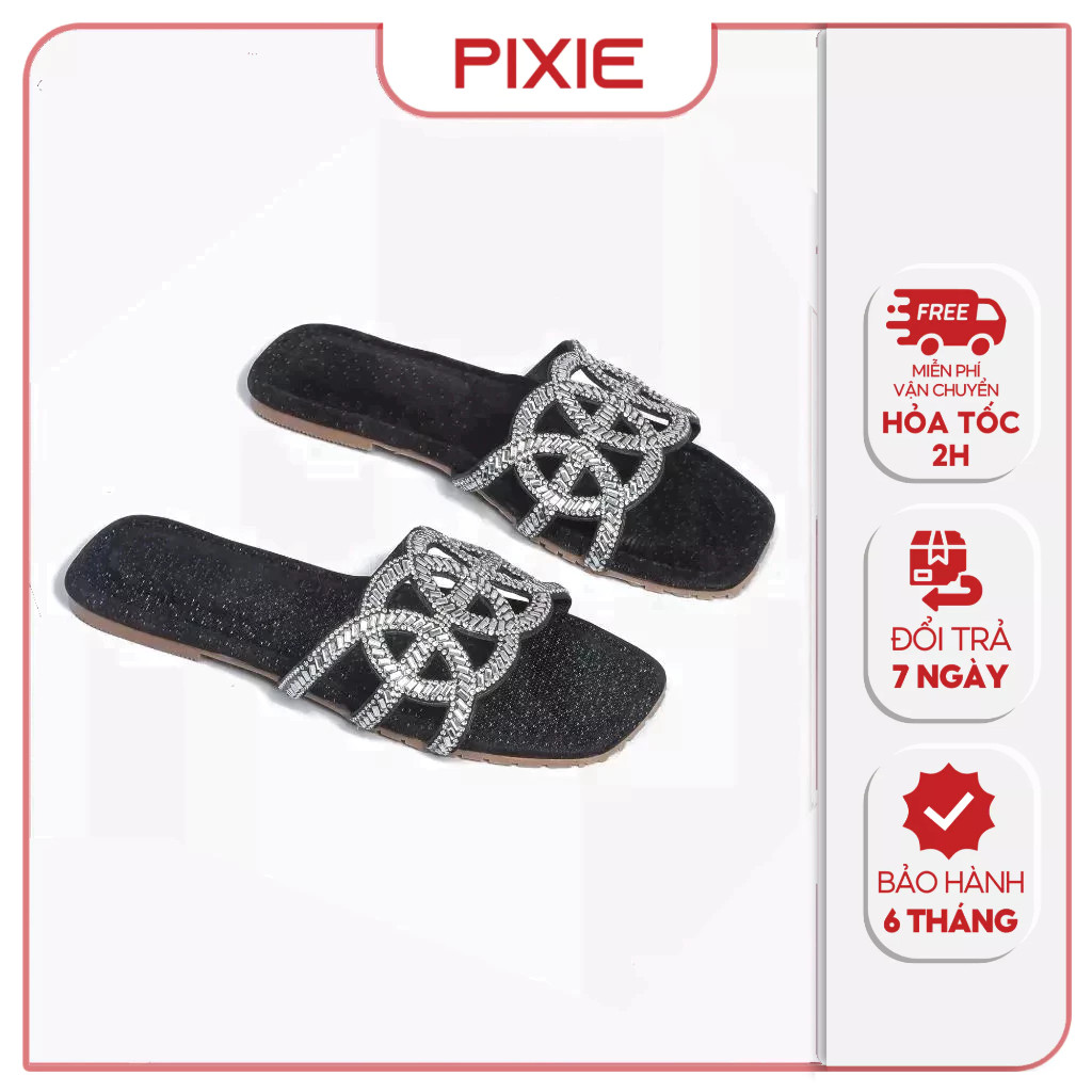 Dép Bệt Nữ Kiểu Quai Đính Đá Pixie E266