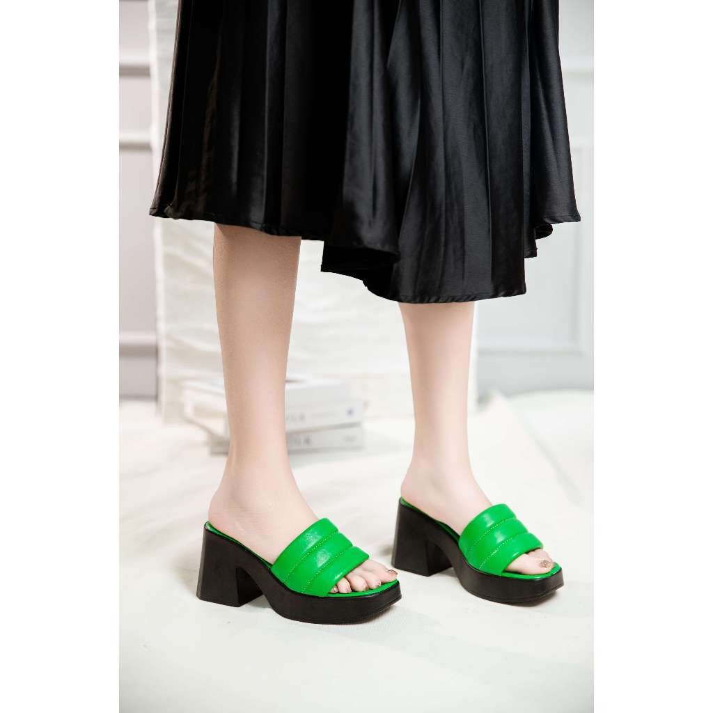 [XẢ KHO] Guốc Cao Gót Nữ 7cm Quai Kẻ Ngang Pixie E245