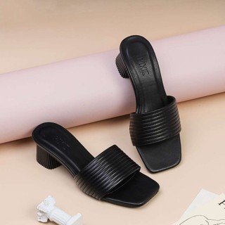 Guốc Cao Gót Nữ 5cm Kiểu Quai Kẻ Ngang Pixie E117