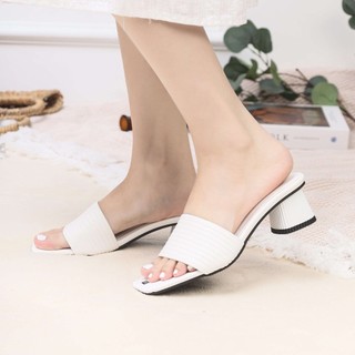 Guốc Cao Gót Nữ 5cm Kiểu Quai Kẻ Ngang Pixie E117