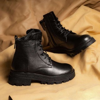 Boot Cao Gót 5cm Da Thật Mũi Tròn Cột Dây Pixie H238
