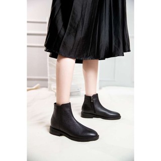 Boot Cao Gót 5cm Da Thật Mũi Tròn Cột Dây Pixie H238