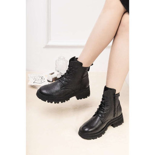 Boot Cao Gót 5cm Da Thật Mũi Tròn Cột Dây Pixie H238