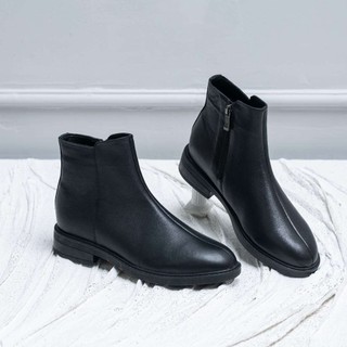 Boot Cao Gót 5cm Da Thật Mũi Tròn Cột Dây Pixie H238