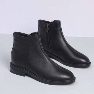 Giày Boot Nữ Thấp 2cm Cổ Ngắn Chất Da Bò Thật Pixie H265