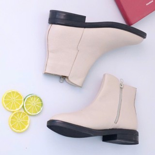Giày Boot Nữ Thấp 2cm Cổ Ngắn Chất Da Bò Thật Pixie H265