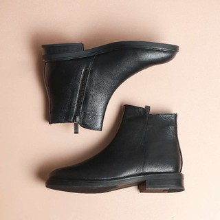 Giày Boot Nữ Thấp 2cm Cổ Ngắn Chất Da Bò Thật Pixie H265