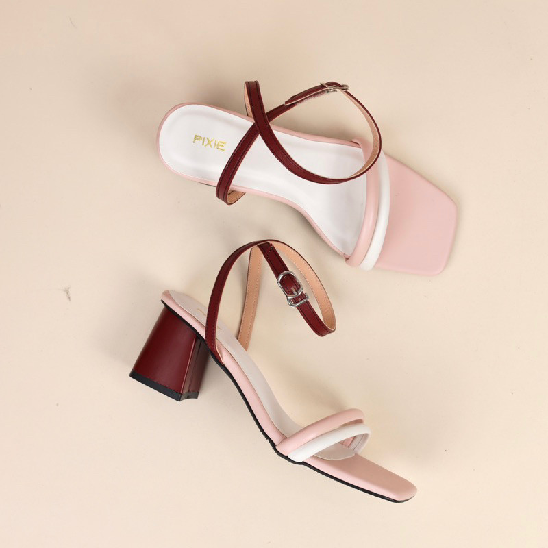 [XẢ KHO] Giày Sandal Nữ Kiểu Cao Gót 5cm Quai Kép Pixie H295
