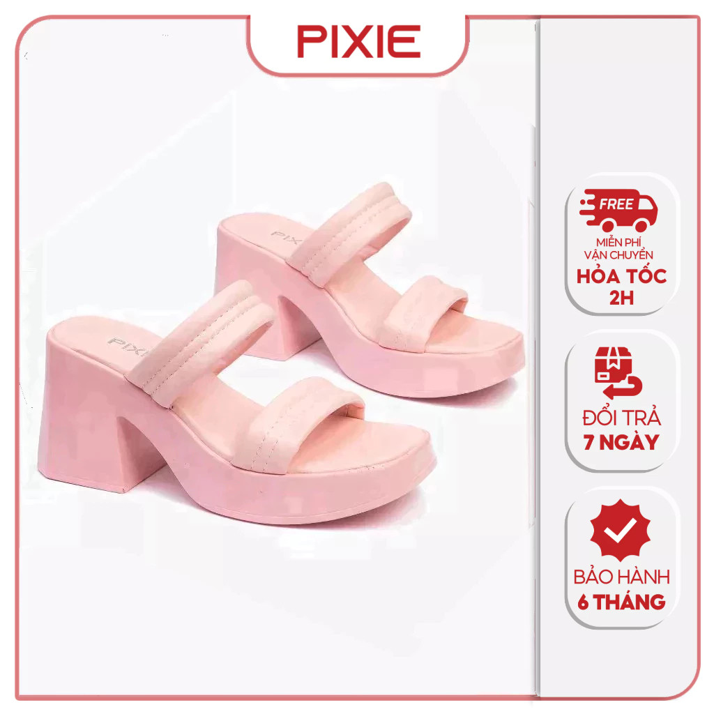 [Form nhỏ] Guốc Cao Gót Nữ 8cm Hai Quai Chần Chỉ Pixie E154
