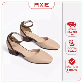 [XẢ KHO] Giày Cao Gót 3cm Mũi Vuông Phối Màu Pixie X943