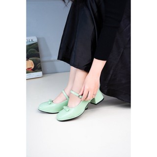 [XẢ KHO] Giày Cao Gót Nữ 5cm Quai Cài Ngang Phối Nơ Pixie H024