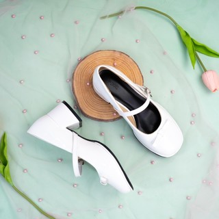 [XẢ KHO] Giày Cao Gót Nữ 5cm Quai Cài Ngang Phối Nơ Pixie H024