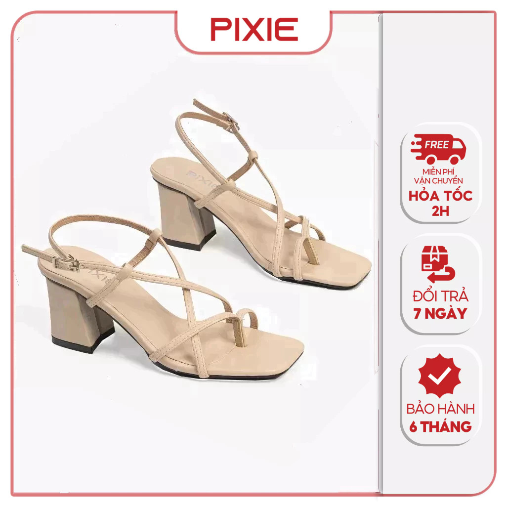 [XẢ KHO] Giày Sandal Cao Gót Nữ 6cm Xỏ Ngón Pixie E147