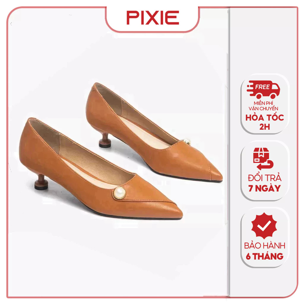 Giày Cao Gót Nữ 4cm Kiểu Đính Hạt Pixie H165