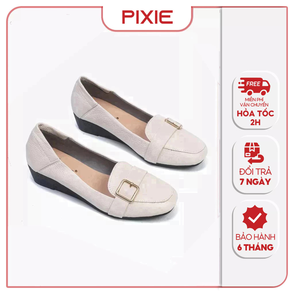 [XẢ KHO] Giày Búp Bê Đế Xuồng Da Thật Gắn Khoá Pixie X596