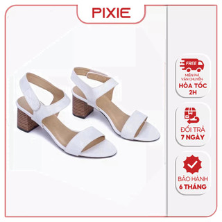 Giày Sandal Nữ Cao Gót 5cm Quai Dán Đế Gỗ Pixie 5245