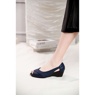 [XẢ KHO] Giày Đế Xuồng 3cm Hở Mũi Da Thật Êm Chân Pixie X372