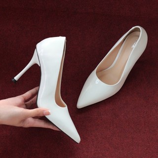 Giày Cao Gót 9cm Da Bóng Mũi Nhọn Basic Pixie P746