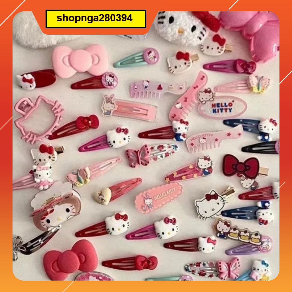 Combo,Vỉ 50 kẹp tóc Hello Kitty kute Set 50 Kẹp Tóc Mèo Hellokitty cho bé gái siêu dễ thương phong c