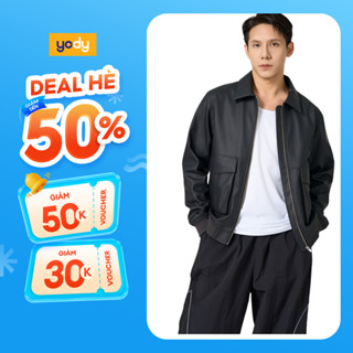 Áo Khoác Nam Túi Hộp Da YODY chất liệu da bền đẹp cản gió giữ ấm hiệu quả AKM7019