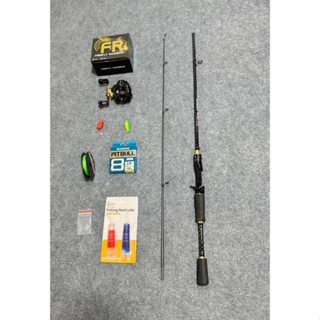 Combo Cần câu Lure Ceres Máy Ngang  FR200 tặng Dầu tra máy & nhái hơi Cá sắt & dây Pe x8