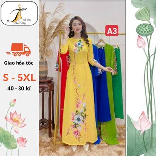 áo dài in 8D hoa trà my đủ size S m L xl 2xl 3xl 4xl 5xl 