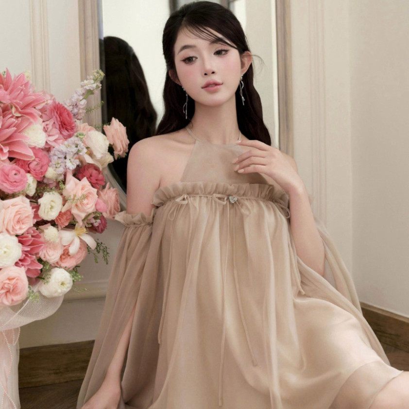 Đầm Trễ Vai Bánh Bèo Cổ Yếm Dáng Xòe VEROMODA Đầm Bánh Bèo Chất Vải Tơ Cao Cấp Đẹp Quyến Rũ ,Sang Trọng | BigBuy360 - bigbuy360.vn