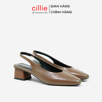 Giày Cao Gót Slingback Nữ Cillie Gót Vuông 5cm Chắc Chắn Mũi Nhọn Không Đau Chân CG19