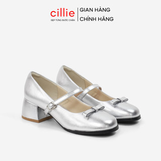Giày Cao Gót Nữ Lolita Mary Jane Cillie Phối Nơ Tiểu Thư Gót Vuông 3cm Thời Trang Đi Tiệc Shoes CG22