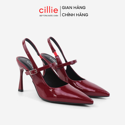 Giày Cao Gót Slingback Nữ Cillie Gót Nhọn Mũi Nhọn Thời Trang Đi Tiệc Da PU Trơn Cao Cấp CG32