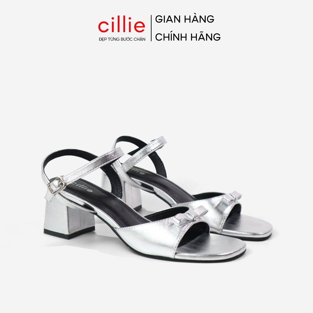 Giày Sandal Nữ Cillie Mũi Vuông Đính Nơ 6P SD22