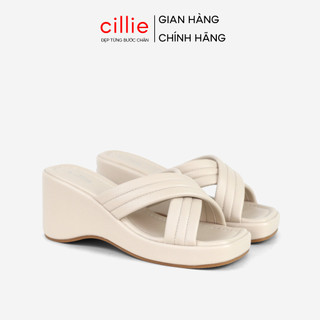  Dép Đế Xuồng Nữ Cillie Quai Chéo Phồng Mềm Mại Đế Cao 7p Nâng Đỡ Không Đau Chân GU16 