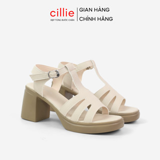  Giày Sandal Cao Gót Nữ Cillie Đế Vuông Chắc Chắn Chống Trơn Quai Da Mềm Không Đau Chân SD31 