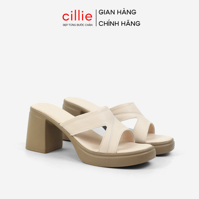 Guốc Cao Gót Nữ Cillie Đế Vuông Chắc Chắn Quai Da PU Cao Cấp Có Lớp Đệm Chân GU12