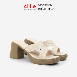 Guốc Cao Gót Nữ Cillie Đế Vuông Chắc Chắn Quai Da PU Cao Cấp Có Lớp Đệm Chân GU12 