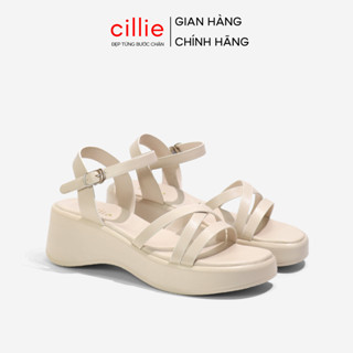 Giày Sandal Đế Xuồng Nữ Cillie Quai Chéo Đế Cao Dễ Đi Êm Chân Chống Trơn SD07