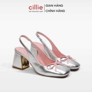  Giày Slingback Đúp Mũi Nữ Cillie Hở Hậu Gót Vuông Cao 7.5cm 1074 