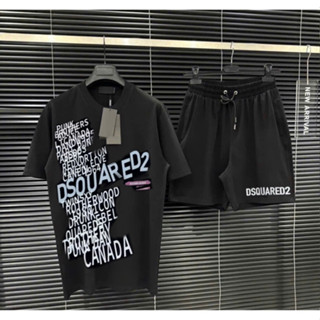 Bộ Quần Áo Nam Nữ Hè DSQ 027 2 Màu Đen Trắng Hottrend Mùa 2025 Chất liệu Thoáng mát Hình In Nhiệt Sắc Nét Chăsc Chắn
