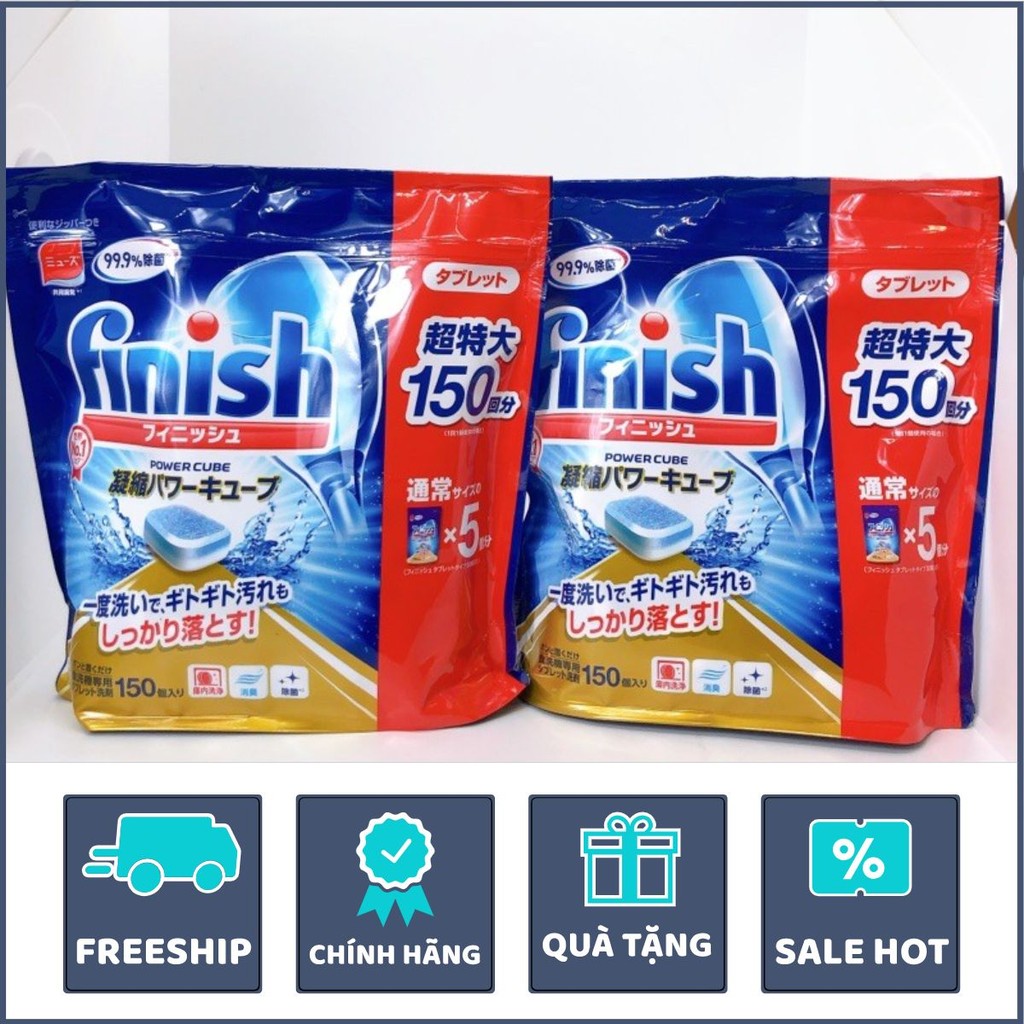 Viên rửa bát Finish (túi 150 viên) dành cho máy rửa bát - Nhật Bản