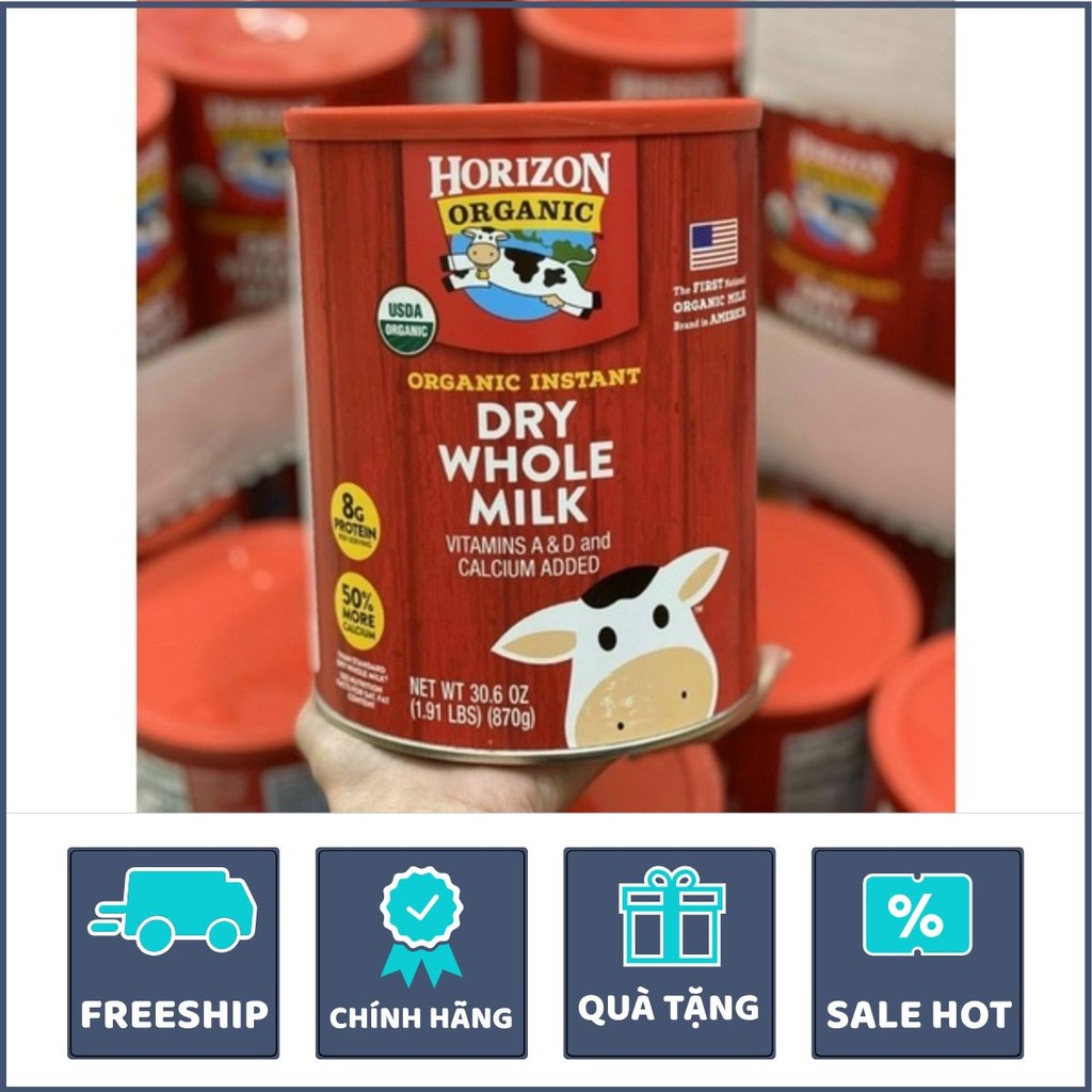 [2027] Sữa Tươi Nguyên Kem Dạng Bột Horizon Organic Whole Milk 870gr - Hàng Mỹ