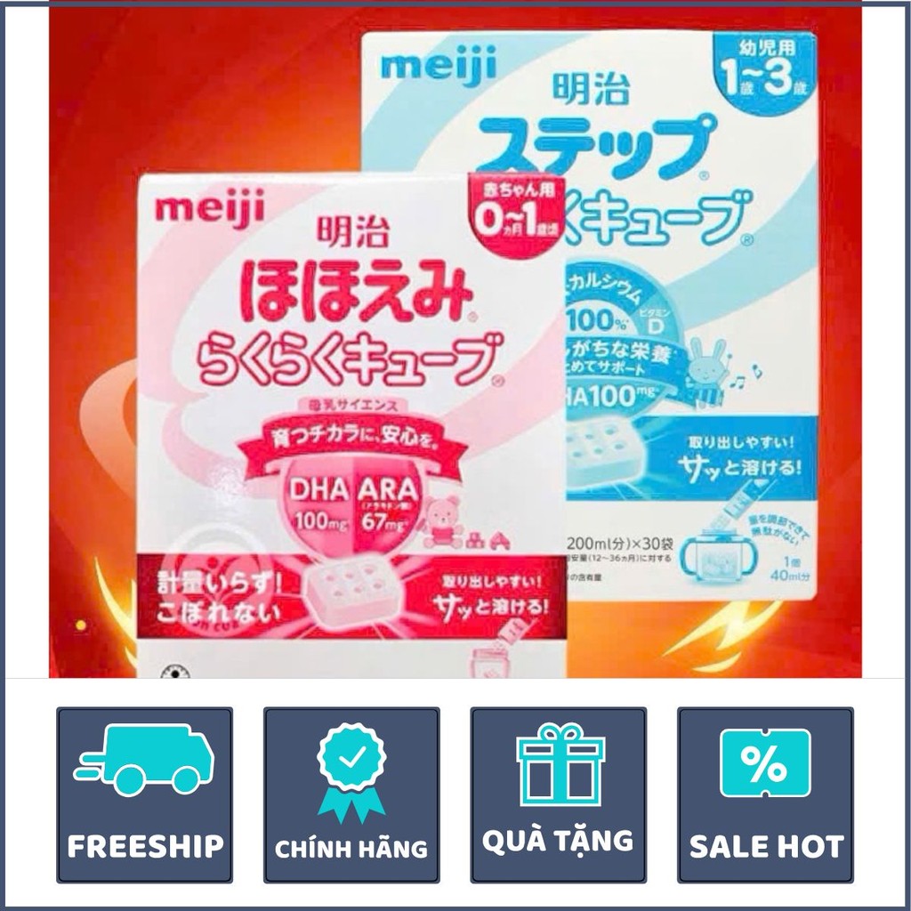 [2026]Sữa Meiji dạng thanh 648gr 30 thanh 0-1 và 1-3 - Nội Địa Nhật