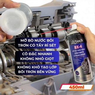 [Mua 02 giảm 10k] Mỡ bò nước bôi trơn chịu nhiệt, có phá rỉ sét, mỡ bôi trơn dạng xịt O’tech BX-4 Lithium White Grease